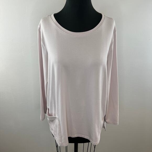 EILEEN FISHER Light Pink Long Sleeve Cotton Blend Stretch Top w/ Pockets Size XL - Picture 7 of 9